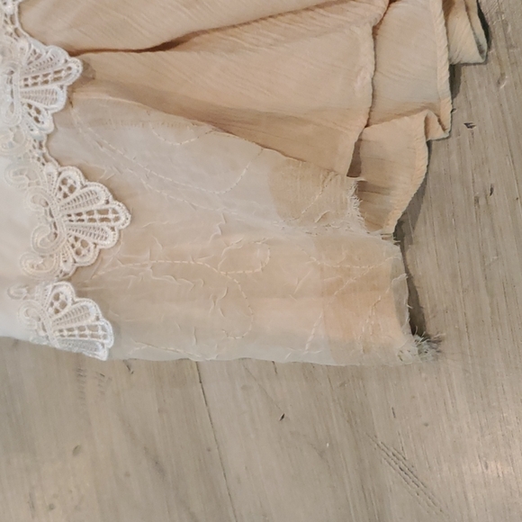 Boho Blue Betty top/blouse flounce bottom one size cream tan beige baby doll - Picture 11 of 14